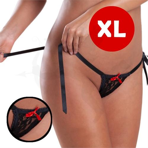 Colaless XL de encaje con cintas para atar negra